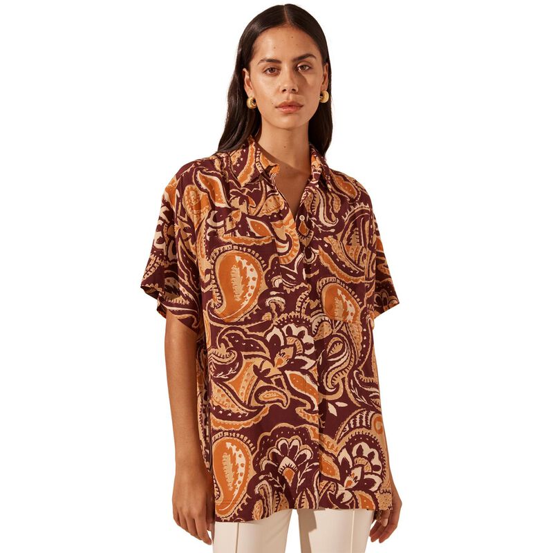 Shona Joy Zahra Silk Short Sleeve Shirt image number 0